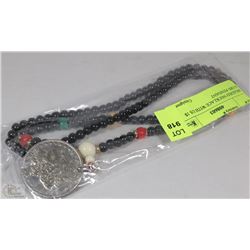 BEADED NECKLACE WITH US 1$ COIN PENDANT