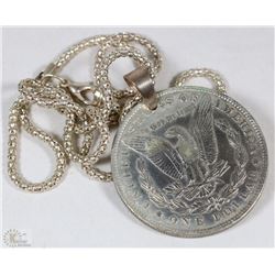 CHAINED NECKLACE WITH US $1 COIN PENDANT