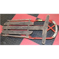 ANTIQUE WOODEN AND METAL CHILDRENS SLED