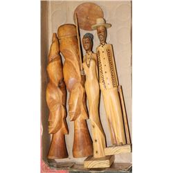4 AFRICAN WOOD CARVINGS - MAN/WOMAN & TRIBAL SETS