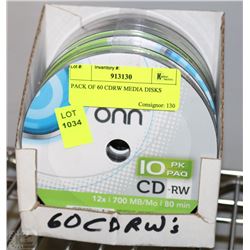 PACK OF 60 CDRW MEDIA DISKS