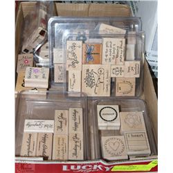 FLAT OF ART STAMPS - 6 CONTAINERS WITH