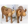 Image 1 : VINTAGE PAIR OF LARGE CARVED WOOD OXEN FIGURINES