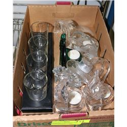 WOOD AND GLASS CANDLE BAR WITH PARTYLITE CANDLE