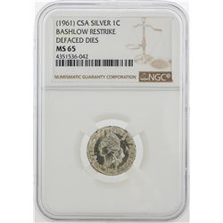 1961 CSA 1 Cent Silver Coin Bashlow Restrike NGC MS65