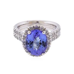 14K White Gold 3.90ct Tanzanite and Diamond Ring