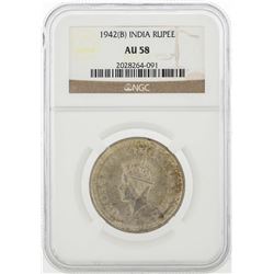 1942 India Rupee NGC AU58