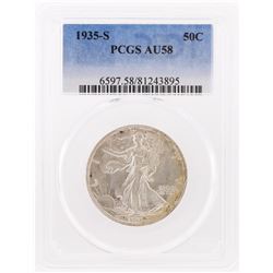 1935-S Walking Liberty Half Dollar Silver Coin PCGS Graded AU58