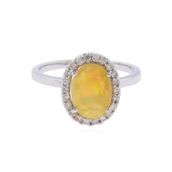 14KT White Gold 1.28ct Opal and Diamond Ring