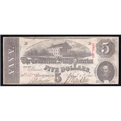 1863 $5 The Confederate States of America Note