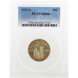 1923 Standing Liberty Quarter Coin PCGS MS66