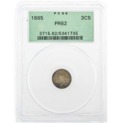 1865 3 Cent  Silver Coin PCGS PR62
