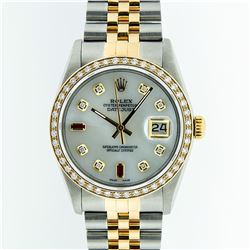Mens Rolex Two Tone Diamond and Ruby Datejust Wristwatch