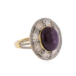 14KT Yellow Gold 13.72ct Natural Unheated Star Ruby and Diamond Ring