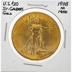 1908 NM $20 St. Gaudens Double Eagle Gold Coin