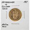 Image 1 : 1917 Netherlands 10 Goulden Gold Coin