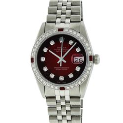 Mens Rolex Red Vignette Diamond and Ruby Datejust Wriswatch