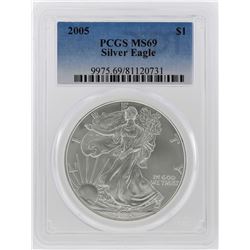 2005 $1 American Silver Eagle Coin PCGS Graded MS69