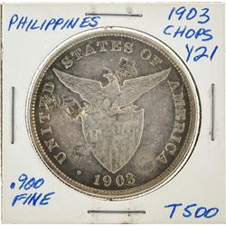 1903 Phillipines 1 Peso Silver Coin with Chop Marks