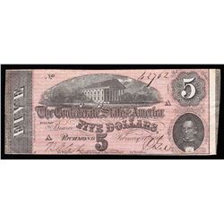 1864 $5 The Confederate States of America Note