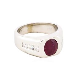 14KT White Gold 1.80ctw Natural Ruby and Diamond Ring