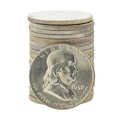 Roll of (20) 1958-D Brilliant Uncirculated Franklin Half Dollar Coins