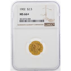 1902 $2 1/2 Liberty Head Quarter Eagle Gold Coin NGC MS66+