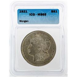 1921 $1 Morgan Silver Dollar ICG MS65