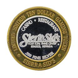 .999 Silver Sierra Sids $10 Casino Gaming Token Limited Edition
