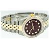 Image 3 : Rolex Mens Two Tone 2.95CT Princess Cut Maroon Diamond Datejust Wristwatch
