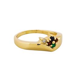 14KT Yellow Gold Multi Gemstone and Diamond Ring