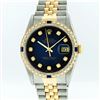 Image 1 : Rolex Mens Two Tone Blue Vignette Diamond and Sapphire Datejust Wristwatch