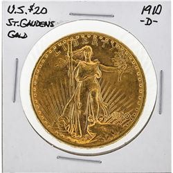 1910-D $20 St. Gaudens Double Eagle Gold Coin