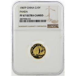 1987P China 10 Yuan Panda Gold Coin NGC PF67 Ultra Cameo