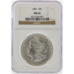 1891 $1 Morgan Silver Dollar Coin NGC Graded MS65