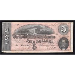 1864 $5 The Confederate States of America Note