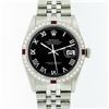 Image 1 : Rolex Mens Stainless Steel Black Roman Diamond and Ruby Datejust Wristwatch