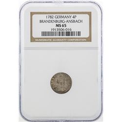 1782 Germant Brandenburg Ansbach 4 Pfenning Coin NGC MS65