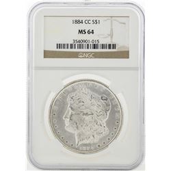 1884-CC $1 Morgan Silver Dollar Coin NGC MS64