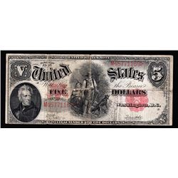 1907 $5 Woodchopper Legal Tender Note Pinhole in Center