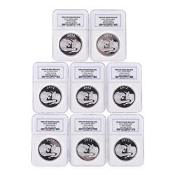 Set of (8) 2012 Lydian Mint .999 Silver 1 Troy Ounce Coins NGC Certified