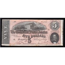 1864 $5 The Confederate States of America Note