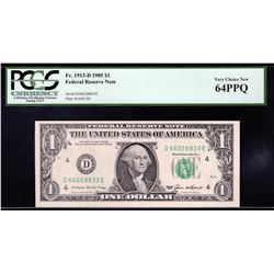 1985 $1 Federal Reserve Note PCGS Very Choice New 64PPQ Number Pairs
