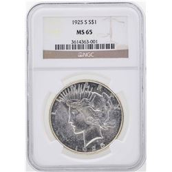 1925 S $1 Peace Silver Dollar Coin NGC MS65