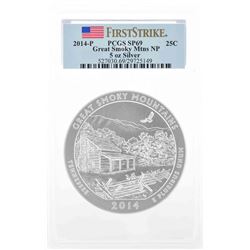 2014-P Quarter Great Smoky Mountains America the Beautful 5 oz. First Strike PCG