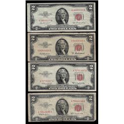 Lot of (4) 1953/A/B/C $2 Legal Tender Notes