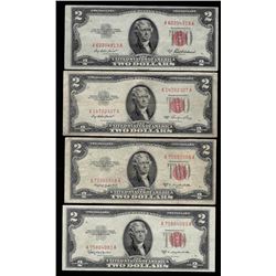 Lot of (4) 1953/A/B/C $2 Legal Tender Notes