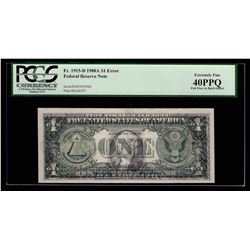 1988A $1 Federal Reserve Note ERROR Full Offset PCGS XF 40PPQ
