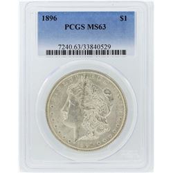 1896 $1 Morgan Silver Dollar Coin PCGS MS63