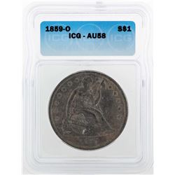 1859-O $1 Liberty Seated Coin ICG AU58